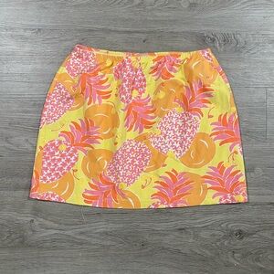Lilly‎ Pulitzer White Label Vintage Yellow and Pink Tropical Skirt Pineapple